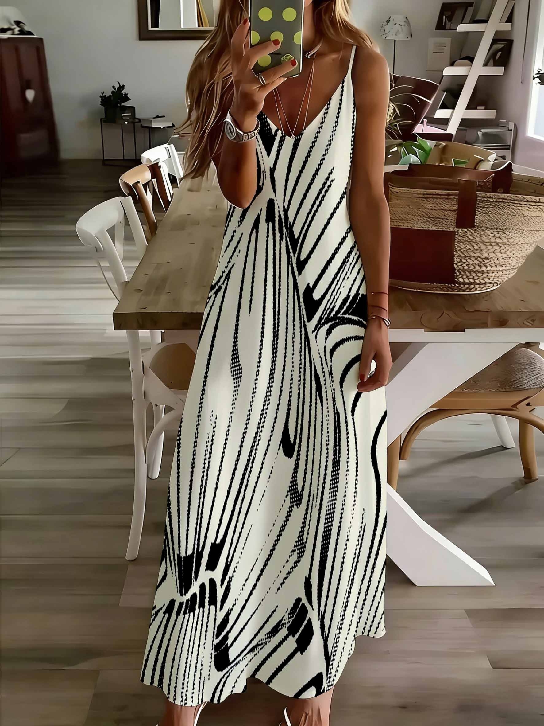 black white maxi dress sold on Temu United States