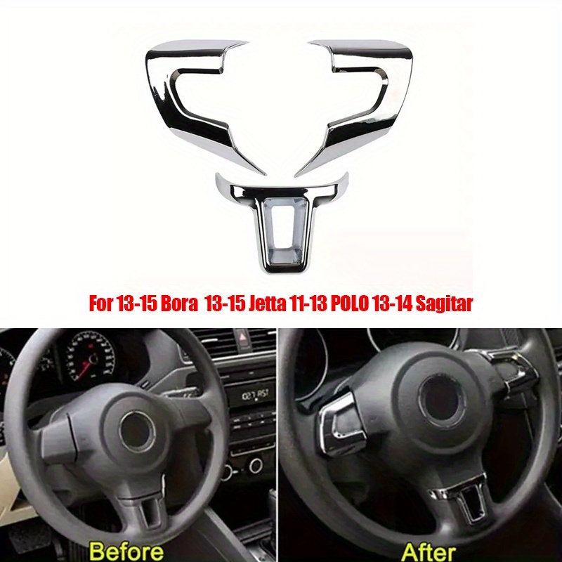 Chrome Car Steering Wheel Sticker Cover Sequin Trim For Golf 6 Mk6 Mk5 Steering Wheel Sequin Patch For For