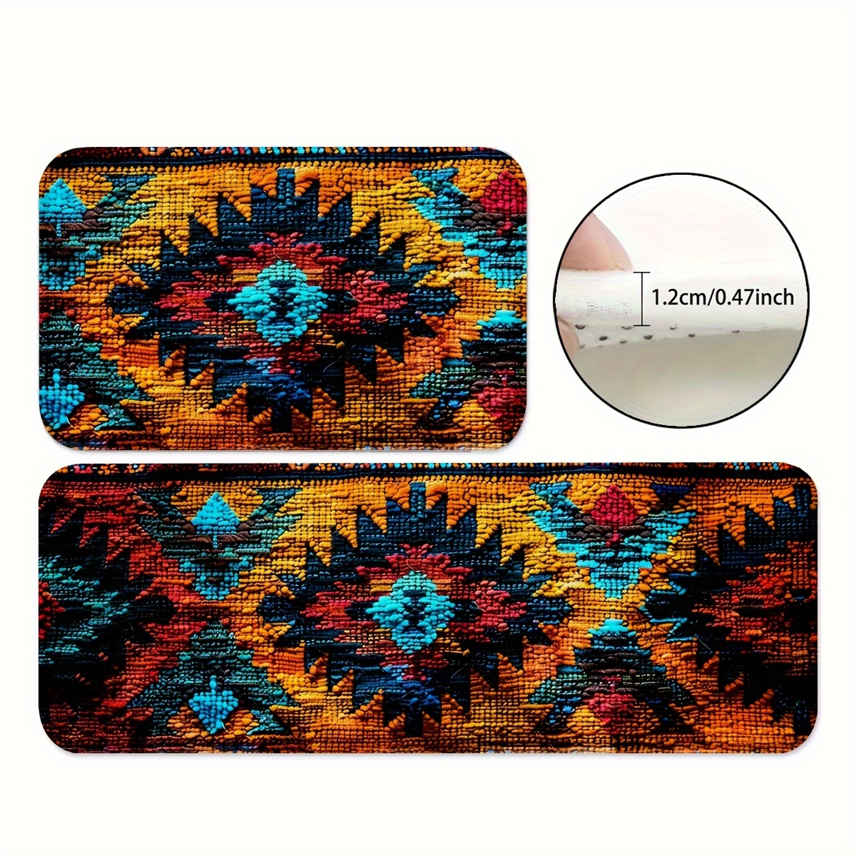 

Navajo-inspired Kitchen Rugs, Non-slip Washable Polyester Mats, Water Absorbent Machine Made Carpet For Kitchen, Playroom, And Bathroom