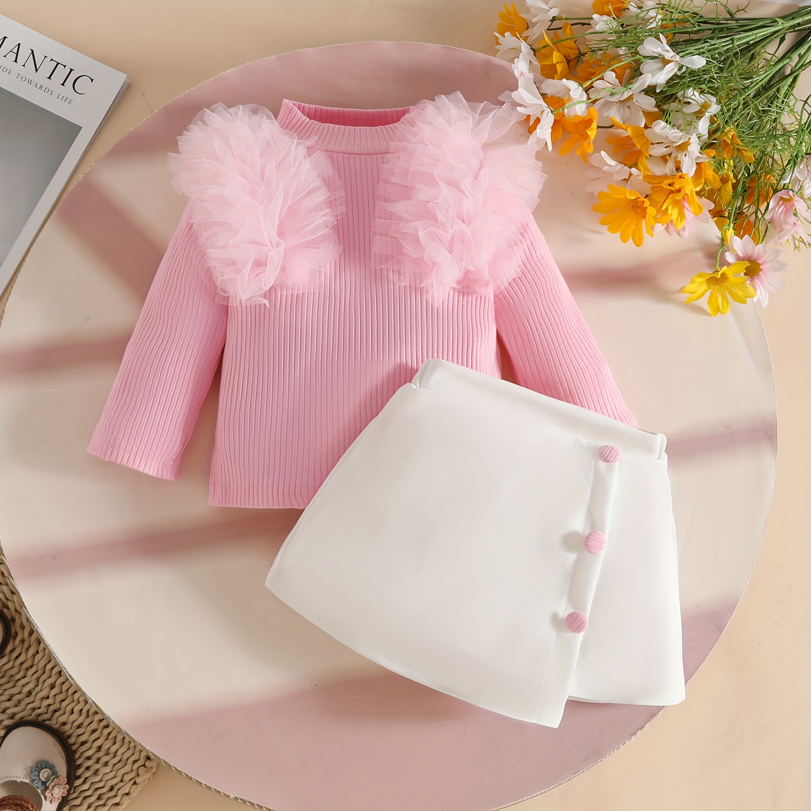 domestic demand lined   mesh lace design threaded fabric long sleeve top decorative button half skirt set suitable for autumn early winter wear outdoor activities and daily use   outdoor Product details 1