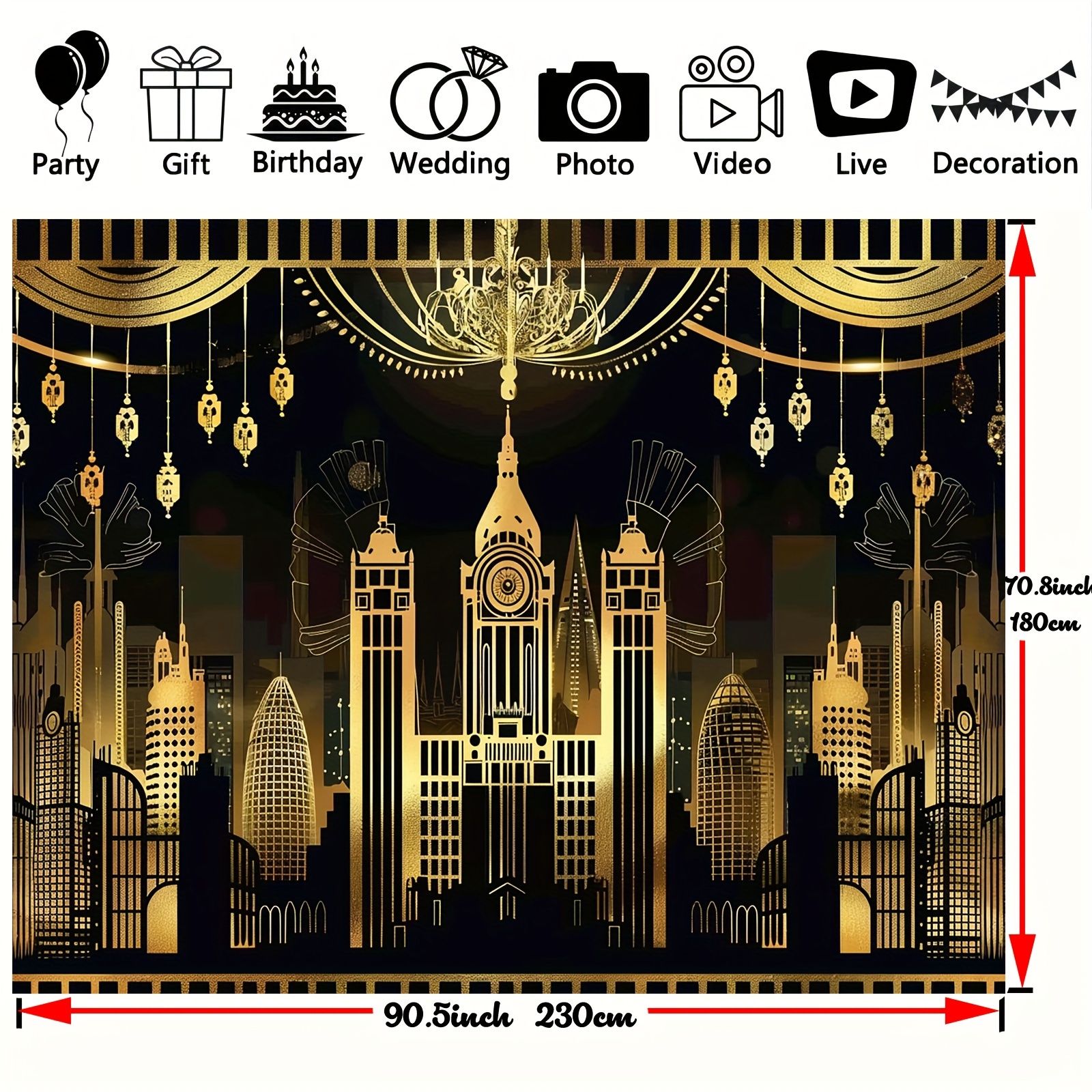1 toile de fond pour photographie sur le thème de * * kit d'accessoires de  studio des années 1920, fournitures de décoration rétro pour fête ..., image size:1600x1600