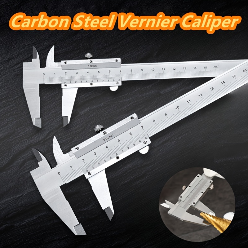 

1pc, Carbon Steel Caliper Measuring Tool, Carbon Steel Vernier Caliper, Durable Slide Caliper Measuring Tool, 0-6inches/0-150mm Manual Micrometer Caliper