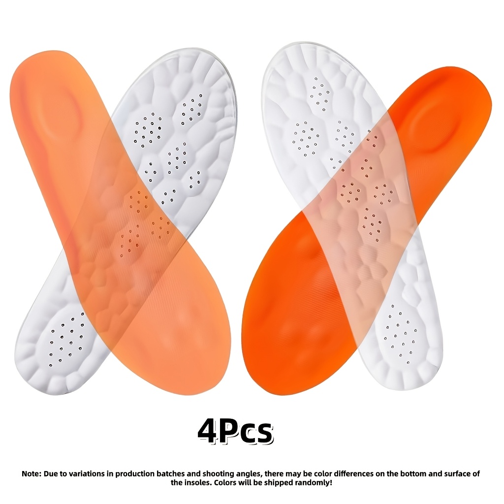 TEMU 4pcs Sports Shoe Insole Super Soft, High-elastic Insole, Shock Absorption, Trimmed To Size On The Back, Arch Support, Running Shoe Insole, Inner