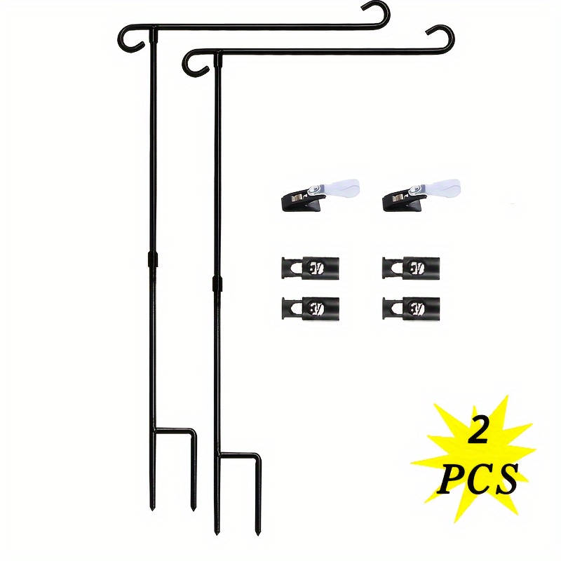 Image of 1/2/4pcs, Garden Bracket, Metal High-end Courtyard Windproof, Powder Coated Flagpole, Christmas Garden Flag, Outdoor Garden Decoration