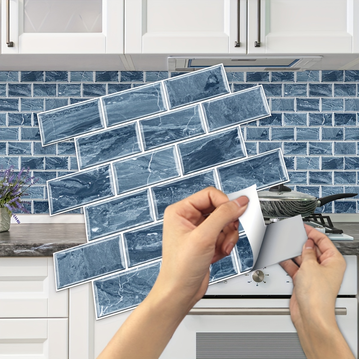 15 Piastrelle Adesive Effetto Marmo 30x30 Cm - Per Cucina E Bagno, Impermeabili E Facili Da Installare