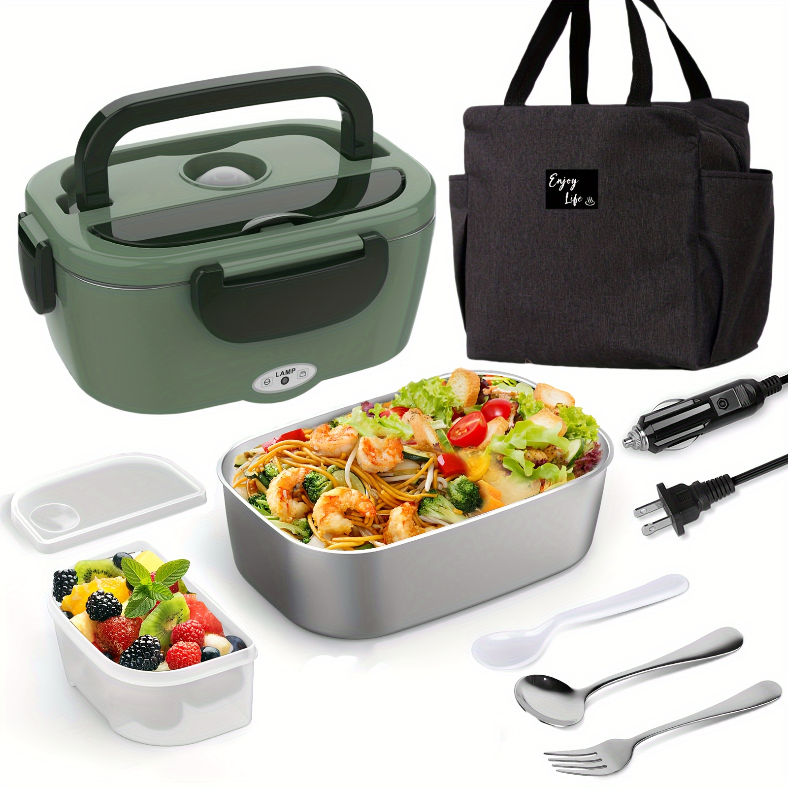 

Box Portable Box For Car// 1.5l Removable Steel Container, Tablewaremeal Bag , &