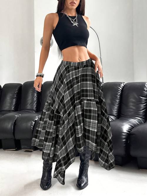 Plus Size - Plus Size - Plus Size Women Asymmetric Hemline Skirt