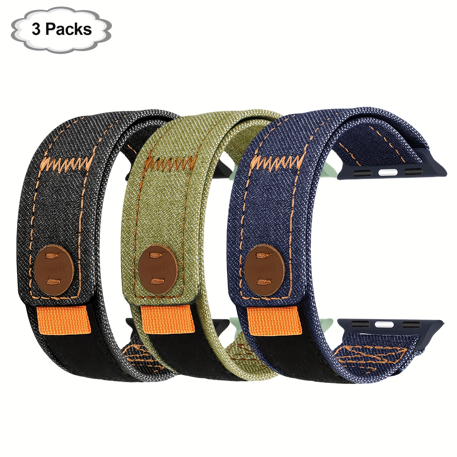 Image of 3 Pack Band Compatible With For Iwatch Strap 38mm 40mm 41mm 42mm 44mm 45mm 46mm, Adjustable Strap For Men And Women For Iwatch Series Se 11/10/9/8/7/6/5/4/3/2/1 Ultra