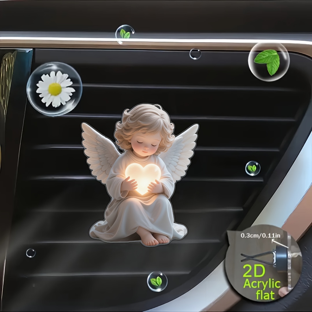 2D Flat, 2Dflat, 2pcs with love angel car air outlet decoration clip, angel theme fashion car interior accessories, fragrance diffuser, perfect holiday gift, fresh air, cute car interior, angel design car decoration, fragrance free, need to DIY