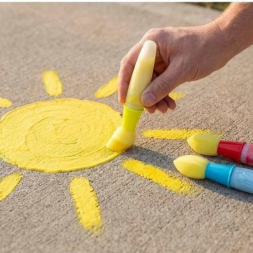 3pcs indoor outdoor sponge chalk brush set 3 brushes suitable for sidewalk painting driveway wall painting and other outdoor creative features a thickened sponge brush head with strong water absorption and color application