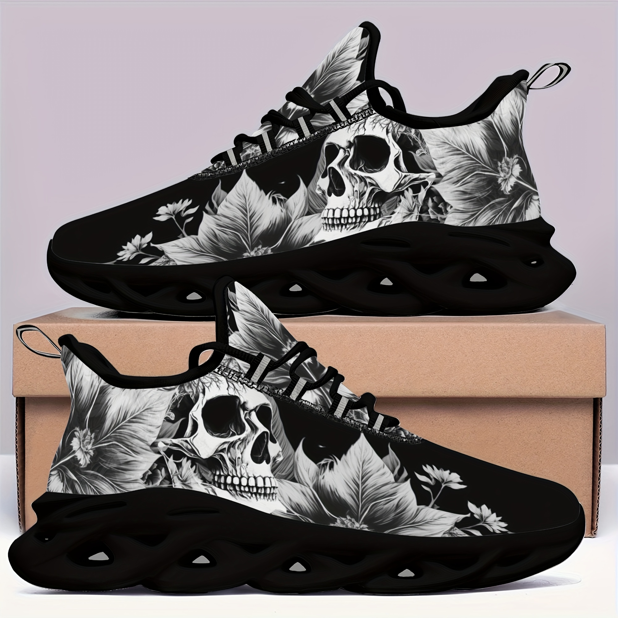 European And Selling Skull Theme Reflective Strip Material Men' Shoes Plus Size