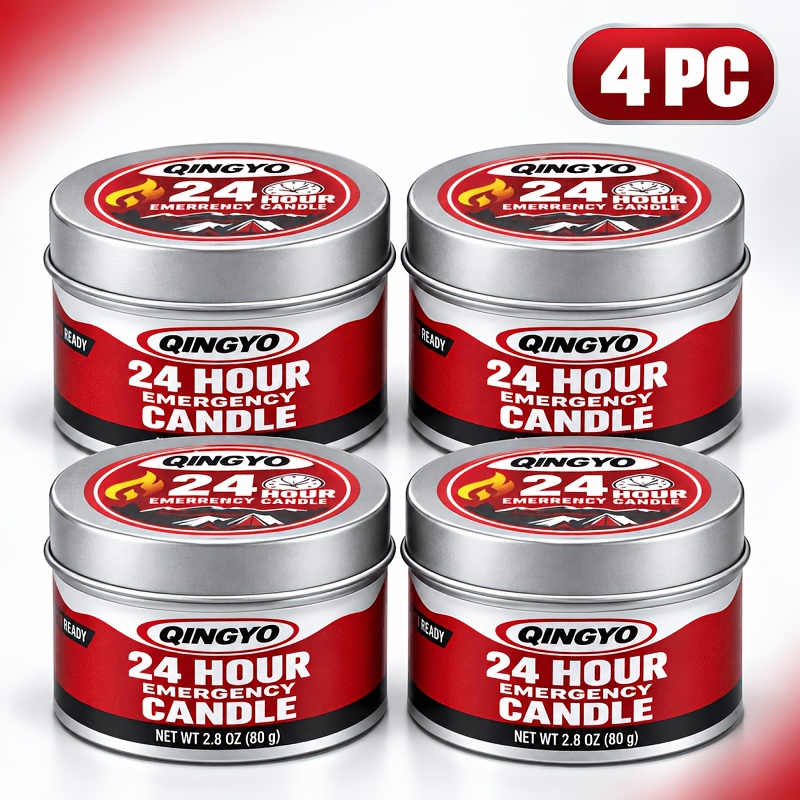 TEMU 2/4 pièces Bougies d' - Fournitures essentielles pour les pannes de , Éclairage de secours en cire de soja, Convient pour les black-outs, les