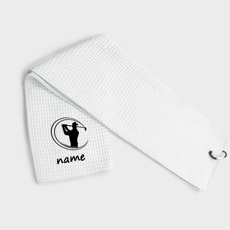 TEMU Customizable Names Or Words, Personalized Golf Towel - Golf Club Pattern, High-quality Durable Fabric, Mixed Colors - Ideal Gift For Fathers, ,