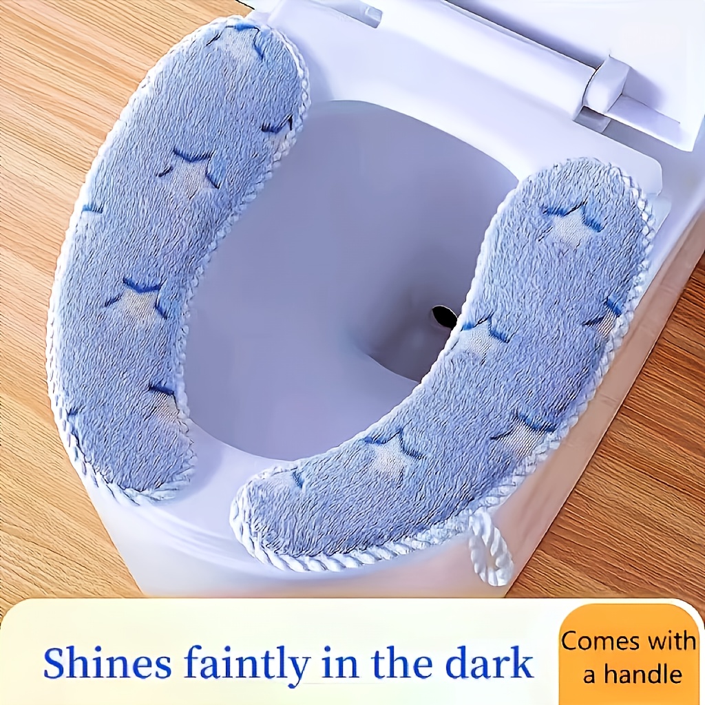 E-shop 1 Set Herbst Winter Nacht Stern WC Sitzbezug - Weiches Warmes WC Kissen mit Hebegriff, Müheloses Deckelheben, 2-in-1