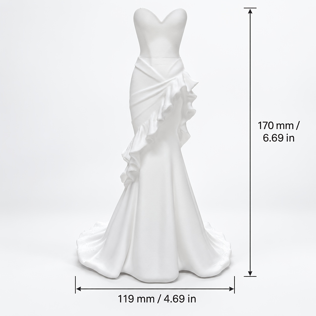 TEMU 3d Printed White Pot Flower Vase, Elegant Gown Floral Holder With Ruffle Detail, Romantic Aesthetic Desk Decor For Home Office Bookshelf Vanity,