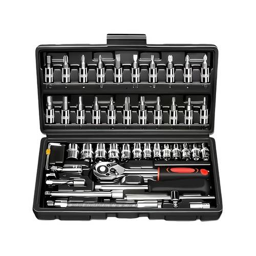 216 46pcs mechanical tool socket set 4 3 8 drive sae and metric sizes universal ratchet wrench kit with 72 tooth ratchets for automotive home garage bicycle trunk use