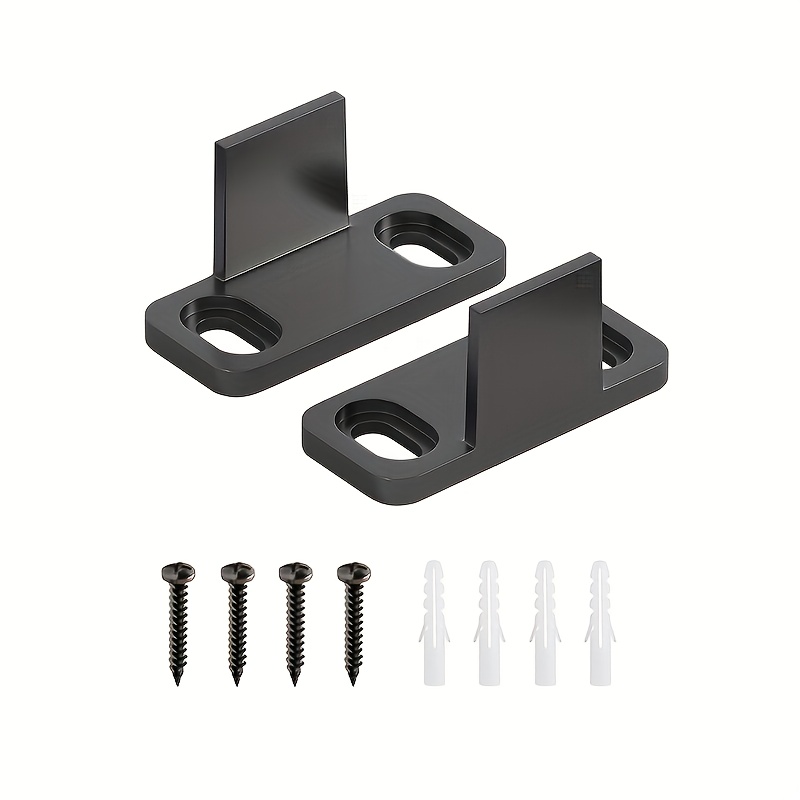 TEMU Rails de sol noirs conçus pour la quincaillerie de porte de coulissante, montage au sol, rails de suspension de porte de , butées en métal,