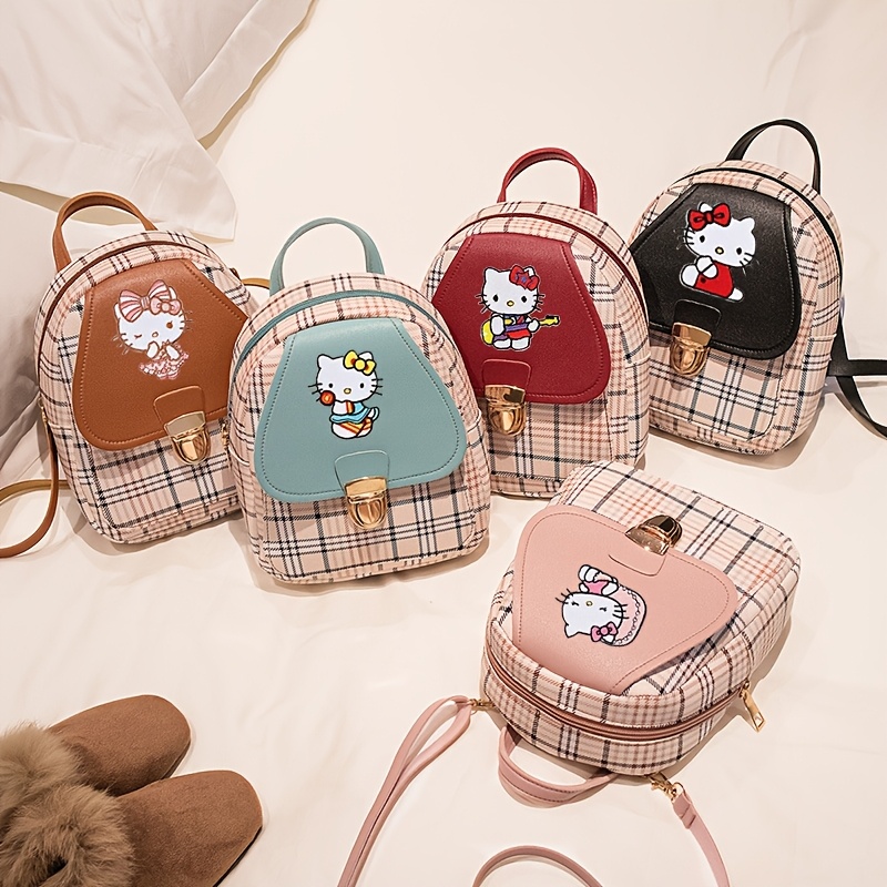 

Sanrio Hello Kitty Small School Bag Korean Version Fashion Small Backpack Handheld Single Shoulder Crossbody Bag Color Mobile Phone Bag Pu Shoulder Bag