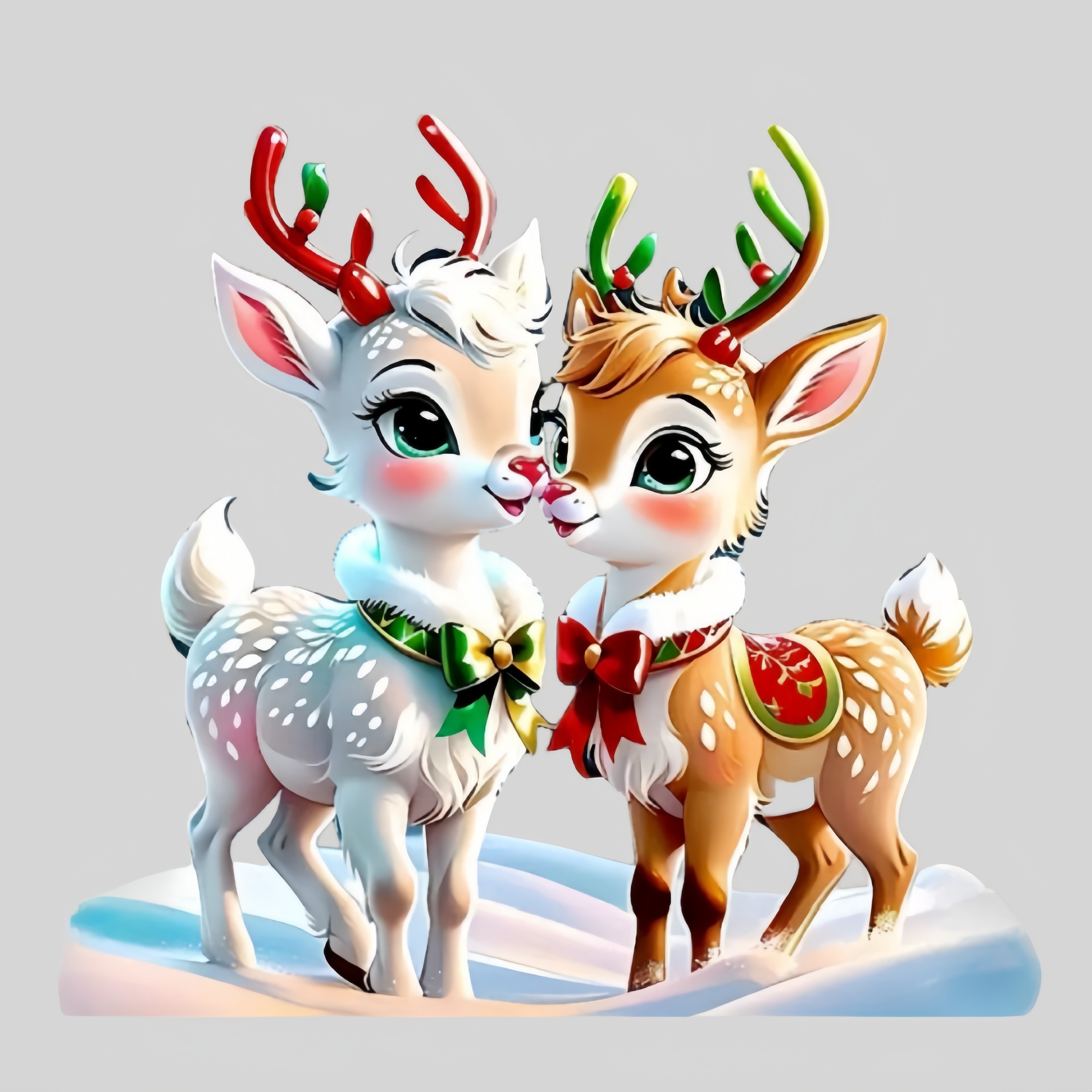 

Christmas Deer Pair High-quality Pvc Vinyl Stickers, Waterproof Adhesive Decals For Laptops, Cars, Trucks, Motorcycles, , Door Decor - Set Of 2