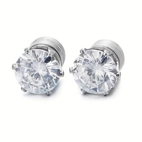 2pcs 1pair 4mm 6mm 7mm 8mm synthetic synthetic zircon stud earrings non pierced magnetic earrings men and women fashion clip on earrings for daily wear and party decoration without battery