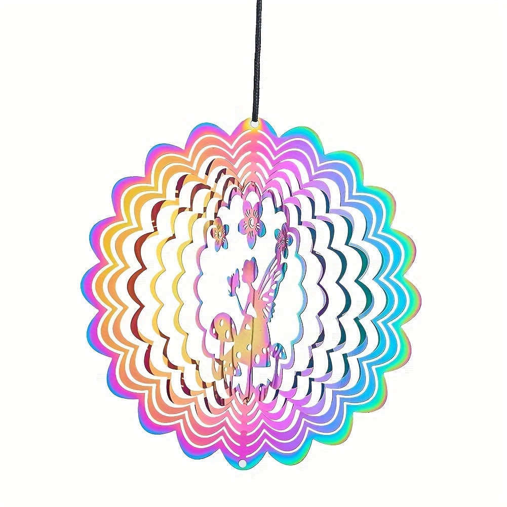

1pc, Gradient Color Fairy Wind Spinner 3d Rotating Visual Effect Wind Chimes Catcher Pendant Aesthetic Home Garden Hanging Decoration