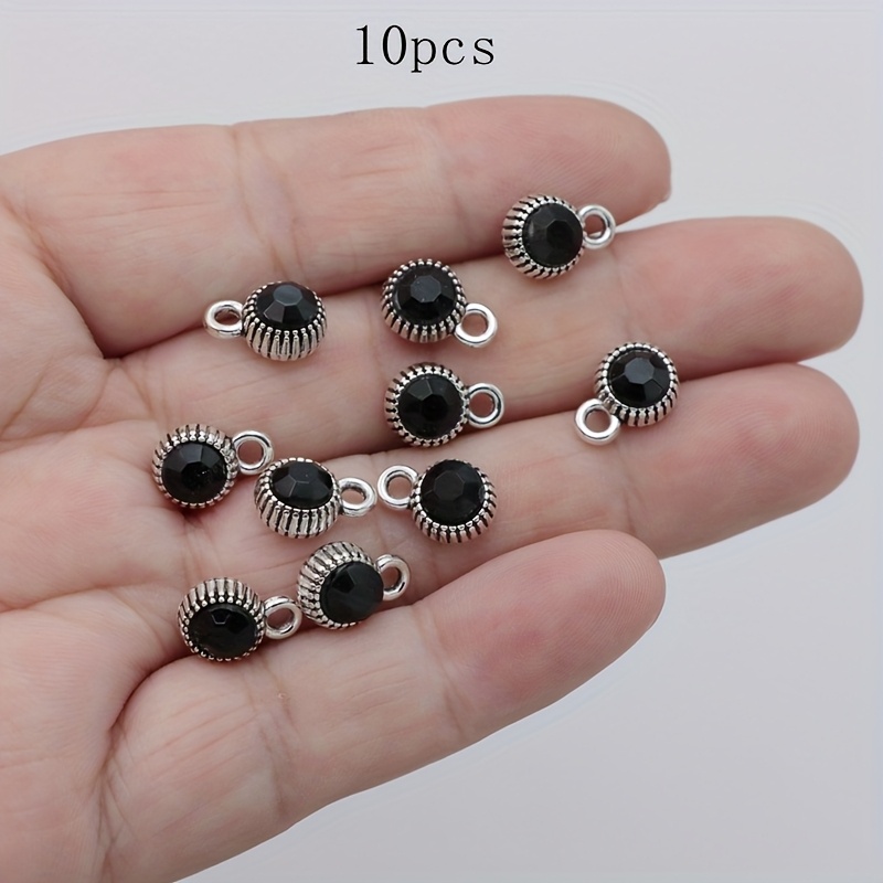 TEMU 10pcs Ancient Silvery White Ab Color Black Red Pink Stars Charms Alloy Round Stars Pendants Charms For Making Ideal For Bracelets And Necklaces