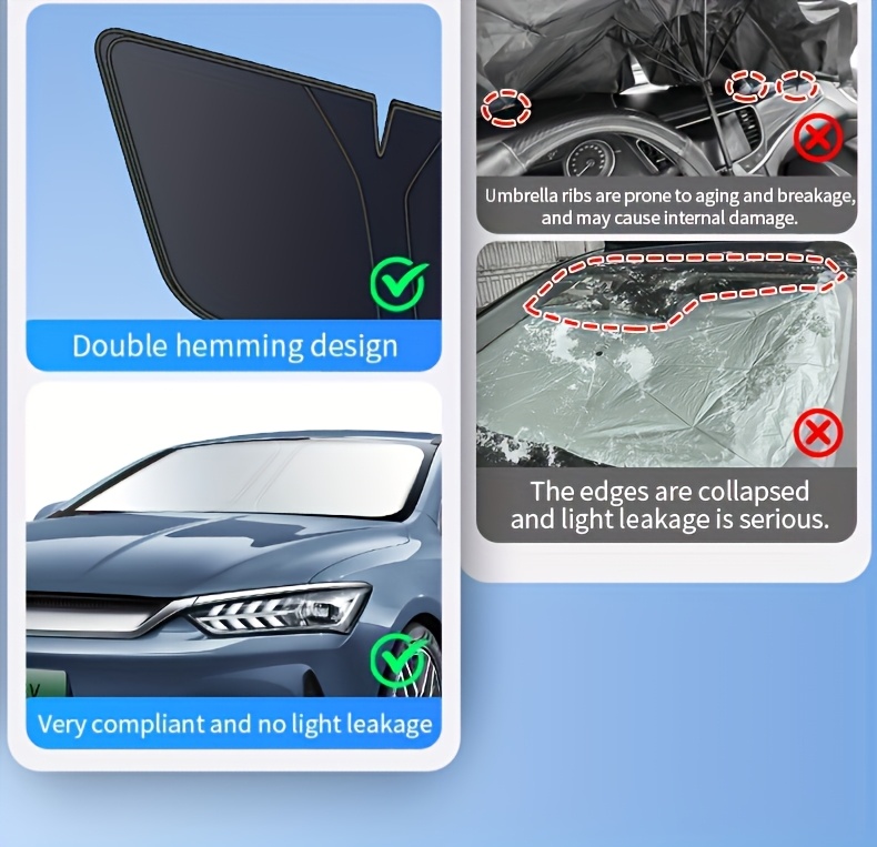 2025 New Car Front Window Sunshade, Foldable Lightweight Universal Windshield UV Protection Heat Insulation Silvery Reflective Auto Sun Shield