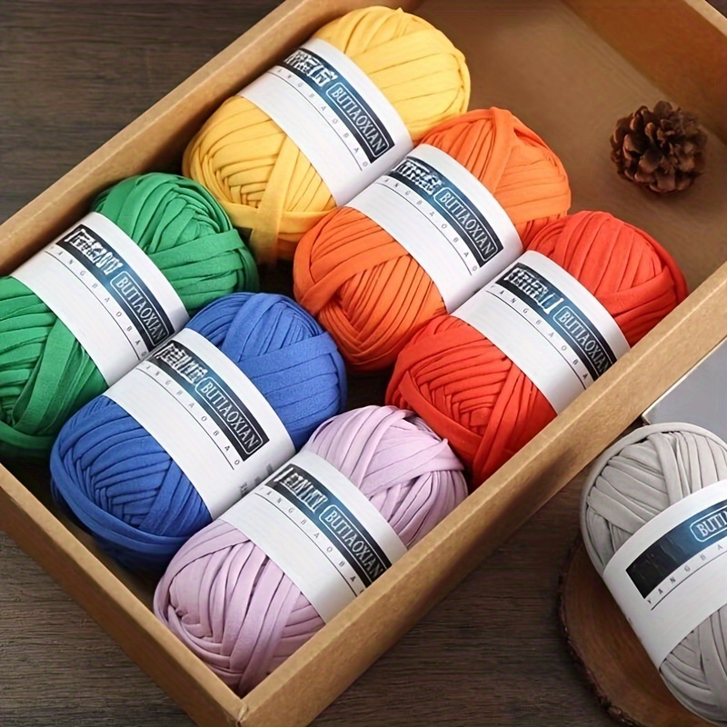 

3pcs Polyester T-shirt Yarn, Fabric Knitting Yarn For Diy Crochet And Knitting, Crafting Yarn For Bags, Cushions, Dolls, Baskets, Scarves, 100g/pc 35m/pc