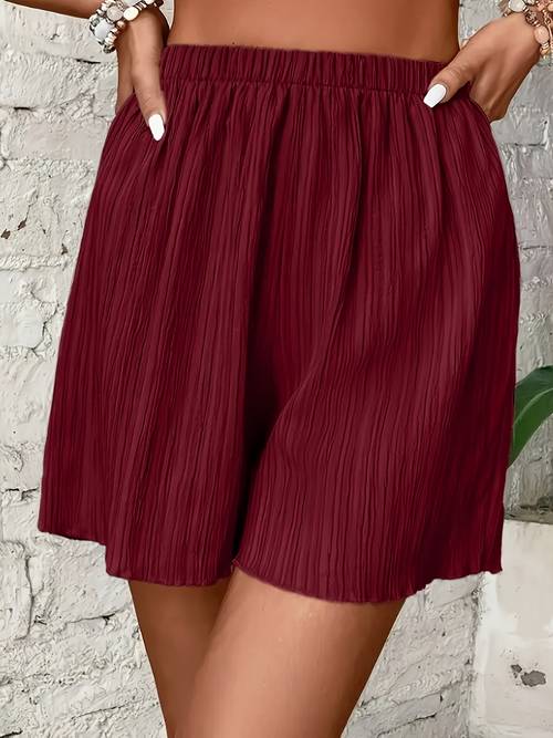 womens solid color elastic waist summer shorts breathable machine washable versatile for beach picnics casual beach shorts elegant able fabric