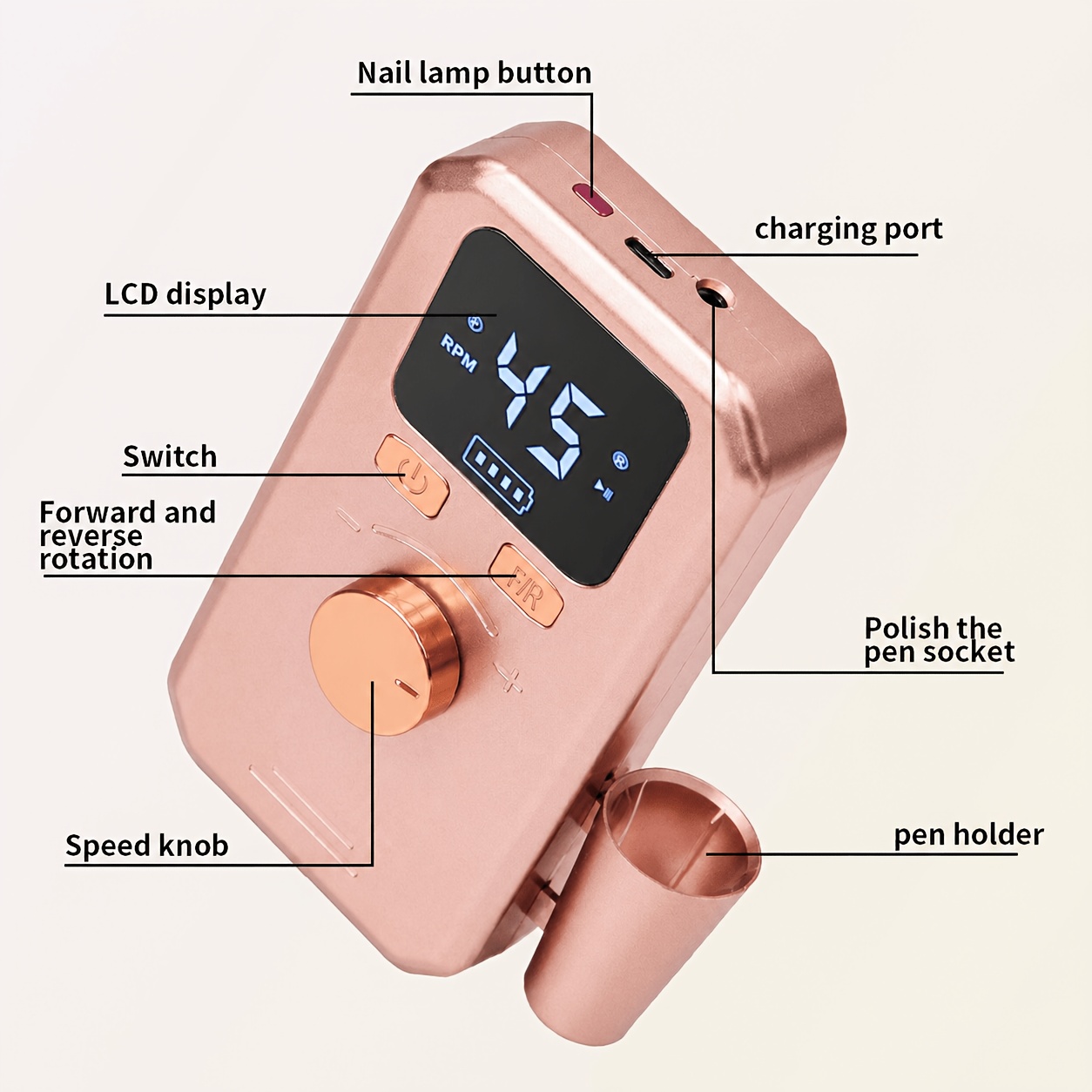 DENGXUN 2-in-1 Nail Drill & Nail Lamp with LED Display