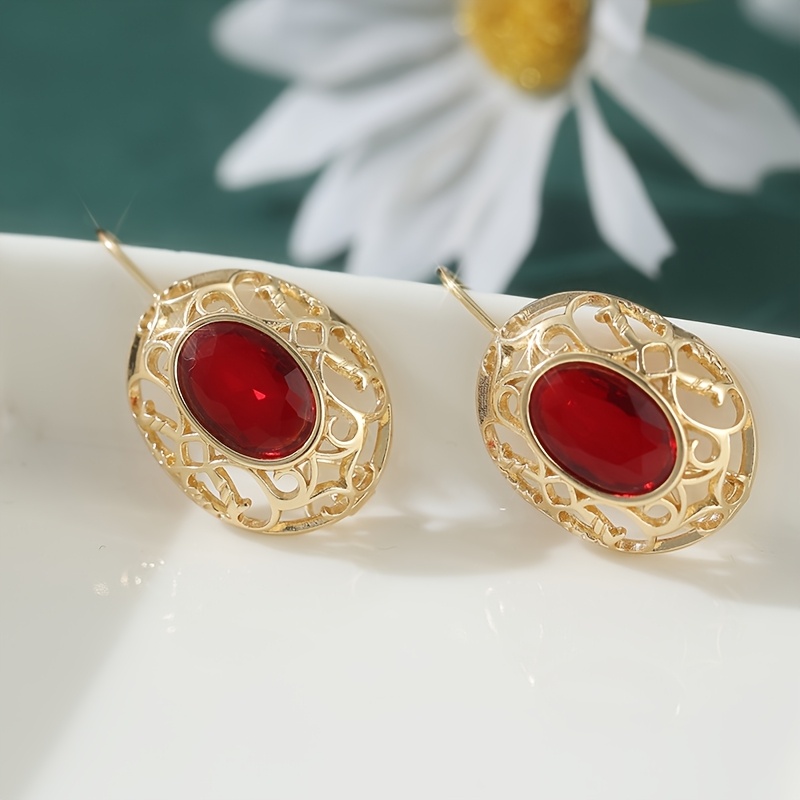 Women's Retro Bohemian Hand Carved Copper Hollow Texture Earrings