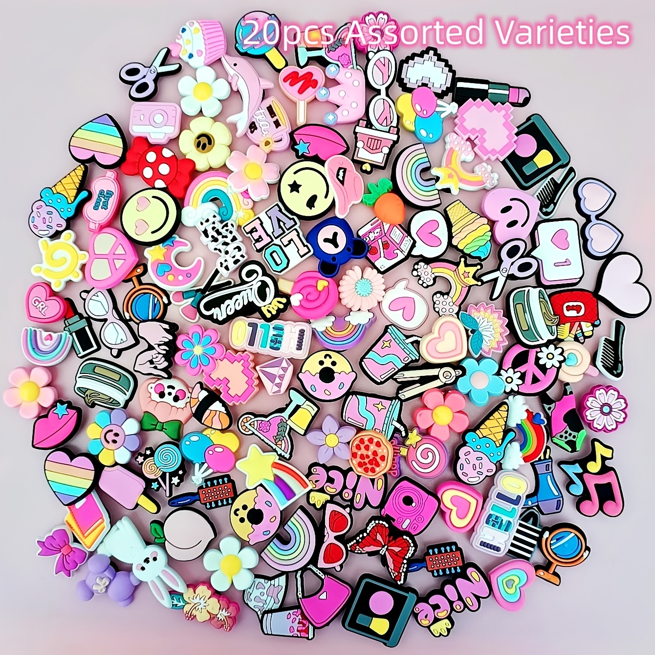 20/25/30/100pcs Women's Shoe Accessories Set, Gift For , Pink Assorted Accessory Set, Bag Accessories [random Styles]