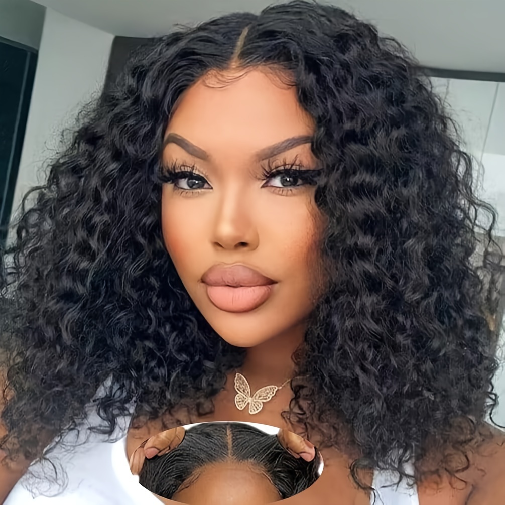 

Wear And Go Glueless Wigs Bob Wig Deep Weave Human Hair Pre Plucked Pre Cut Lace Front Wigs For Beginners Glueless 4x4 Hd Lace Closure Wigs 180% Density No Glue Wig