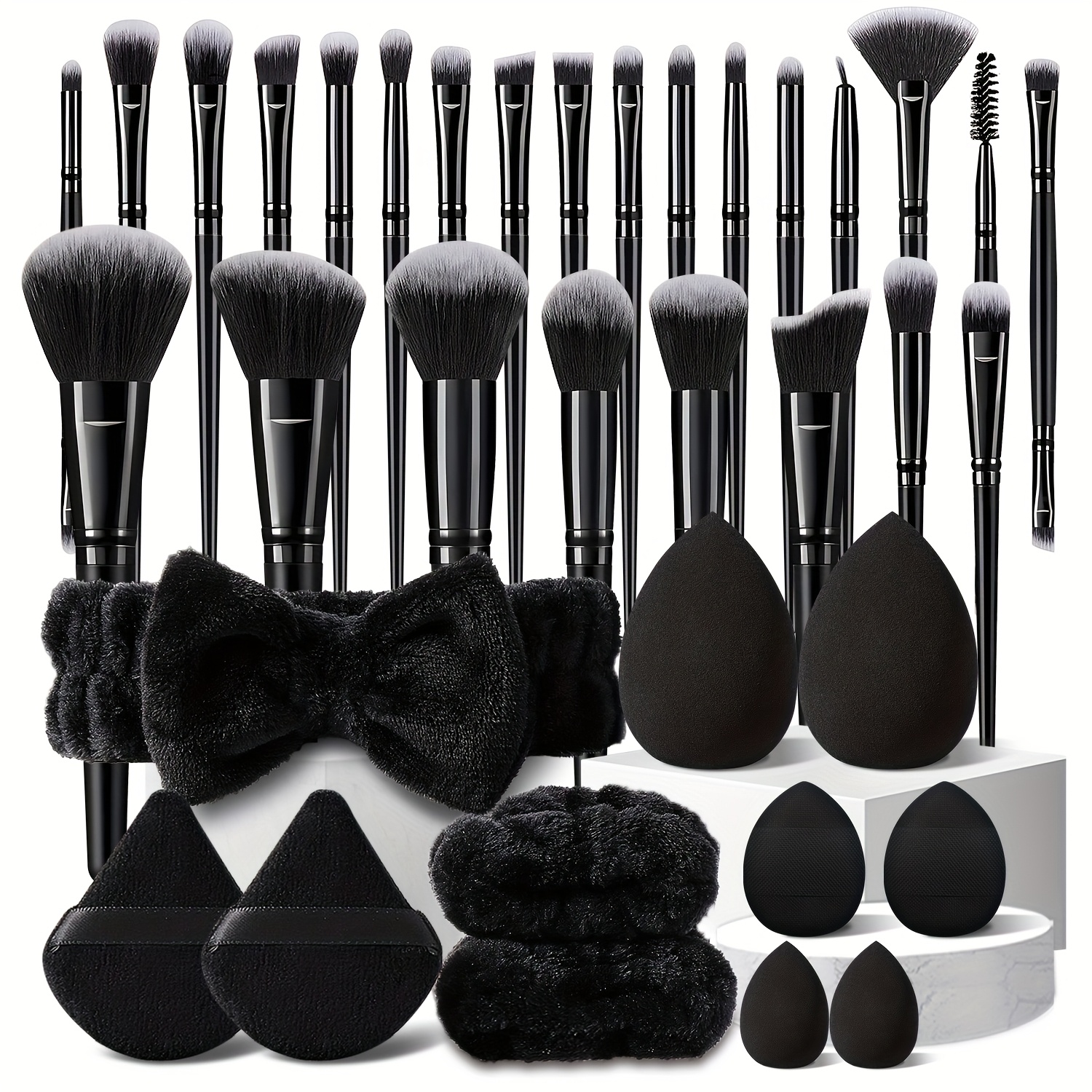 TEMU Makeup Tool Set, 36pcs/ Set Makeup Brush & Makeup Sponges & Powder & Headband & Wristbands, Makeup Accessories For Women, Cosmetic, Makeup