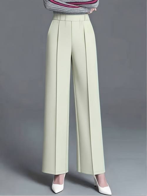 plus size plus size plus size plus size plus size plus size plus size elegant high waisted elastic waistband straight leg wide leg long pants for women 3d tailoring flattering loose fit solid color casual pants with slant pockets