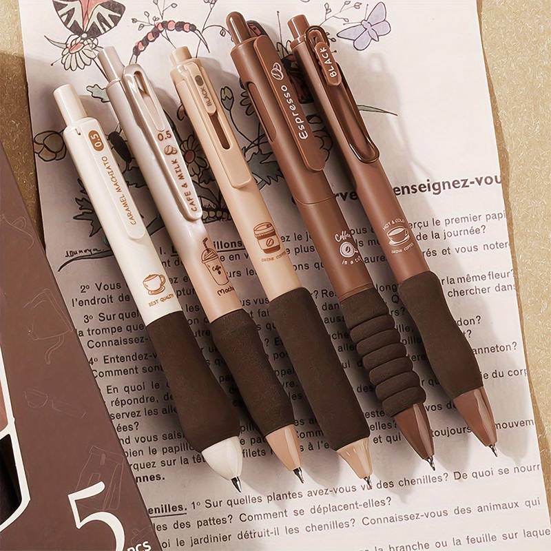 2pcs Black Gel Pen Press Type Student Signature Pen Office Stationery Supplies 0.5mm - Office & School Supplies