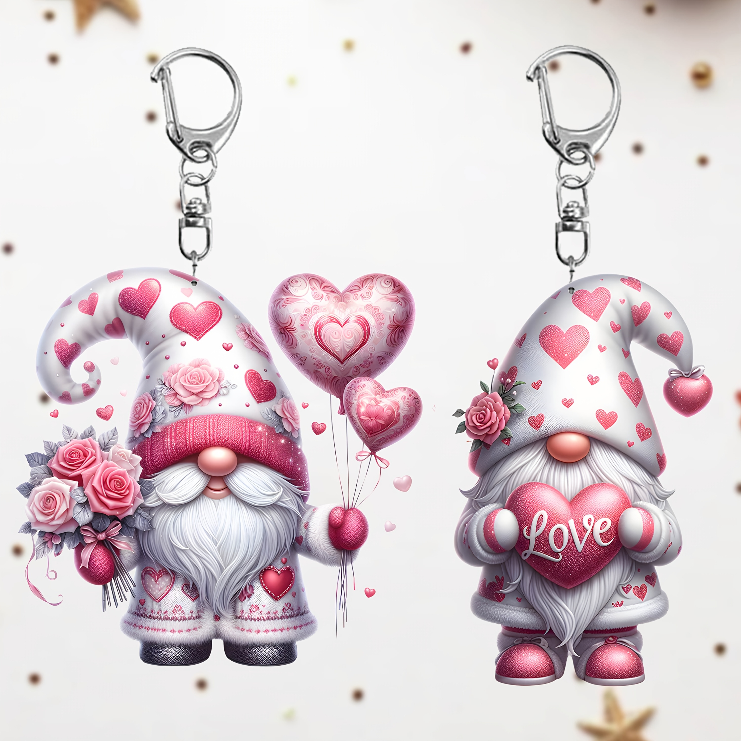 

1pc 's Acrylic Keychain With Heart & , Fun Themed 2d Cartoon Bag Pendant, Floating , Snap Hook Closure - Cute Gift For Fans