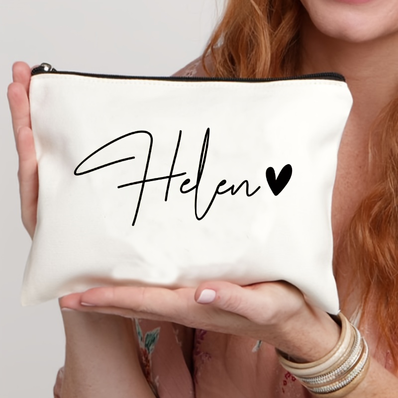 TEMU Personalized Custom Name Makeup Bag - Bridesmaid, Teacher, Mother Gift - Zipper Organizer, Cosmetic Pouch, Lightweight Case - Personalized Gift