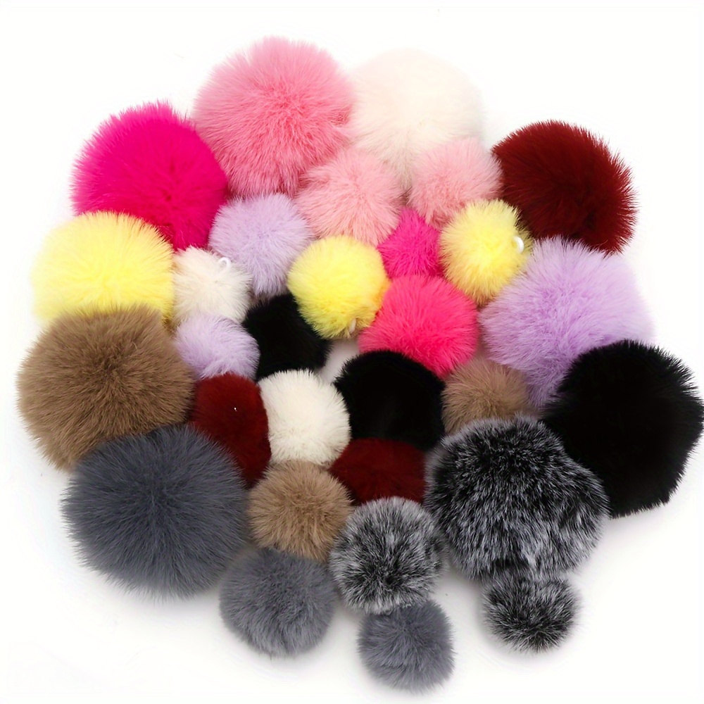 

10pcs Assorted Sizes Diy Fur Pom Poms - Ywli Brand, No Power Required, Suitable For Crafts And Jewelry Making