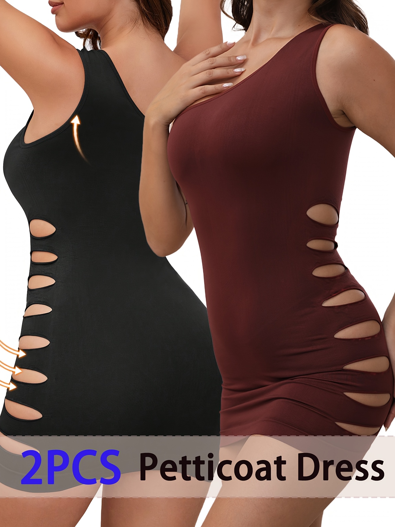 2pcs womens christmas shapewear dress single shoulder side cut   and fashionable bodycon   chest tightens abdomen lifts   seamless   christmas party Product details 0
