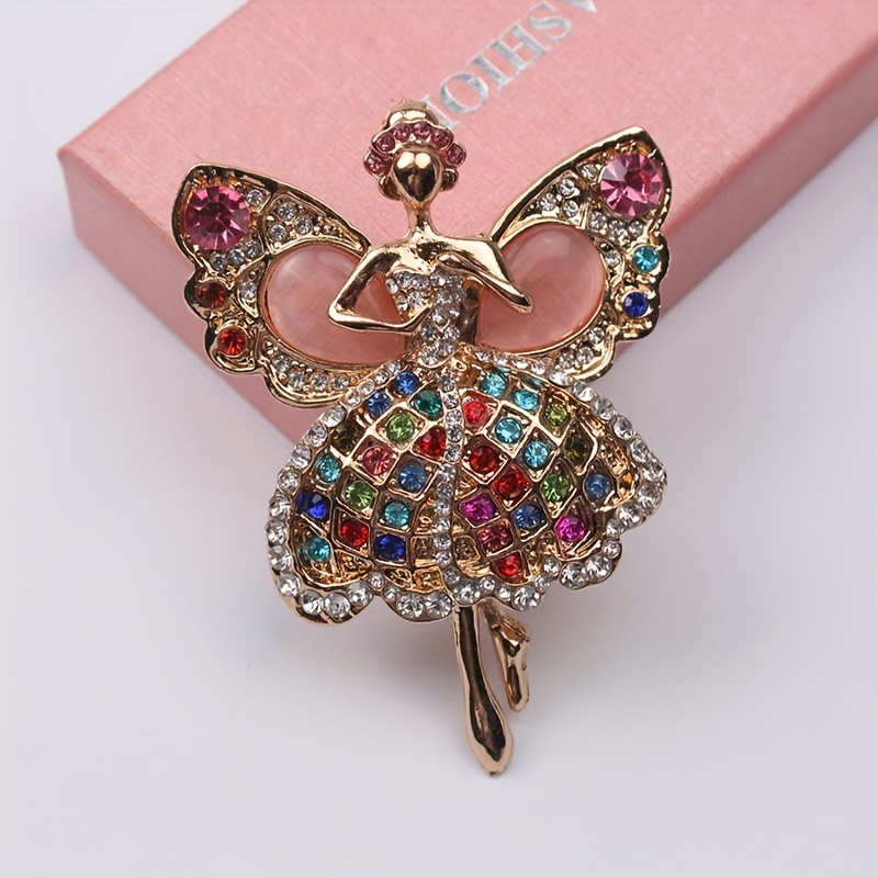 

Elegant Ballet Dancer Brooch, Vintage Style, Irregular Shape, Rhinestone Accents, Fashion Pin For Women, Novelty Clothing Accessory, Ladies' Unique Button And Brooch