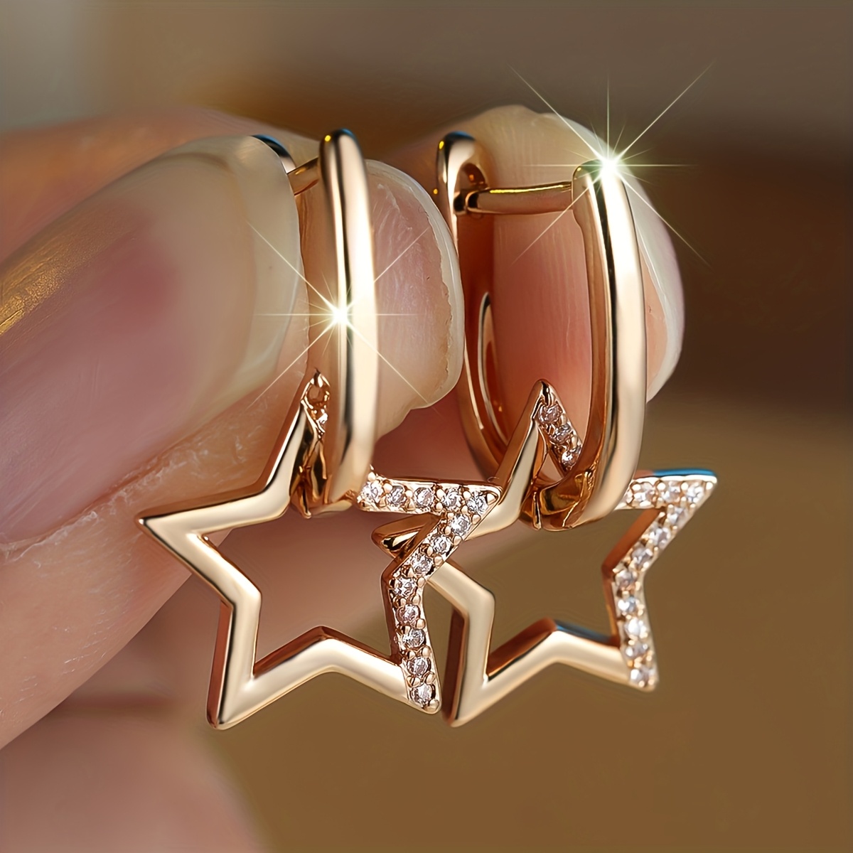 Image of Angol A Pair Of Stylish And -shaped White Synthetic Synthetic Zirconia, Perfect As A Daily Commemorative Gift For Her