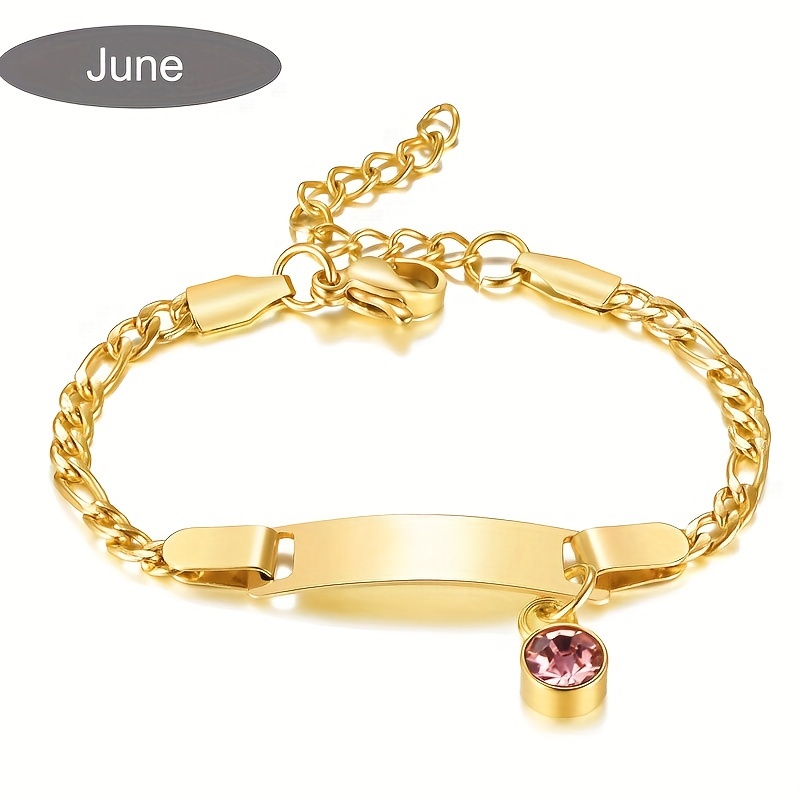 TEMU Gepersonaliseerde gegraveerde naam & december geboortesteen ID-armband, Atoztide roestvrijstalen verstelbare schakelketting sieraden cadeau,