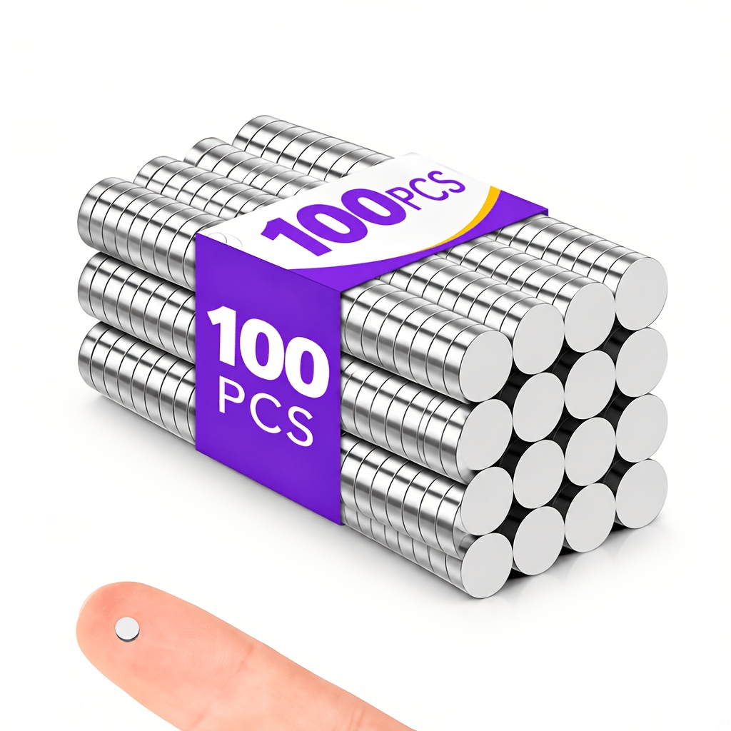TEMU 100pcs Of 2 * 1mm Circular Magnets, Sturdy Disk Magnets For Refrigerators