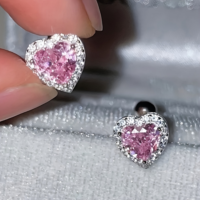E-shop 1 Paar Damenmode Ohrstecker Exquisit Süße Herzförmige Kleine Ohrringe Damen Alltagsaccessoire Damen Hochzeit Urlaub Party Valentinstag Schmuck