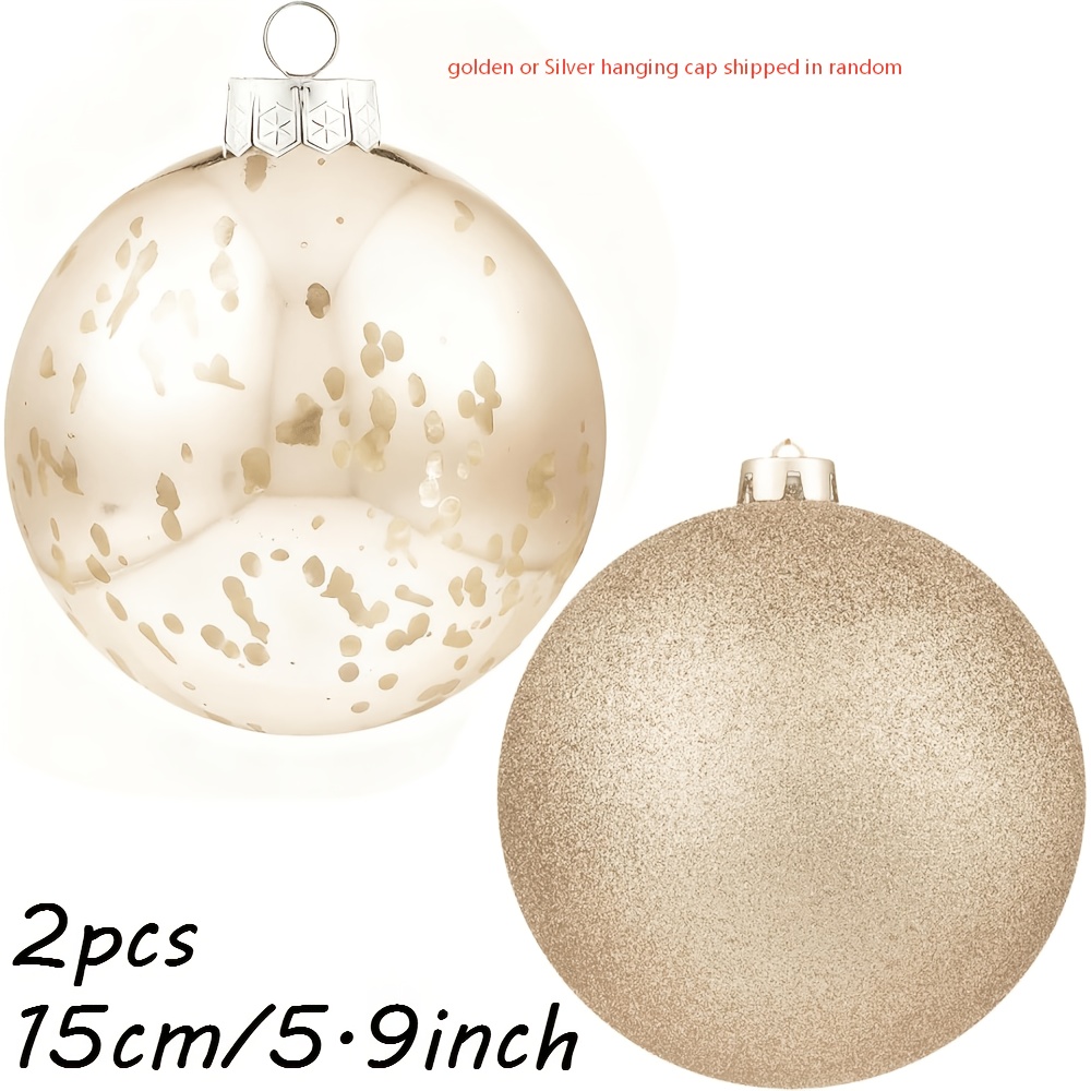 TEMU 2pcs, 15cm/5.9 Inches Champange Christmas Ball Hanging Ornaments, Transparent Christmas Tree Ball Decorations, Silvery Ornaments, For Christmas,