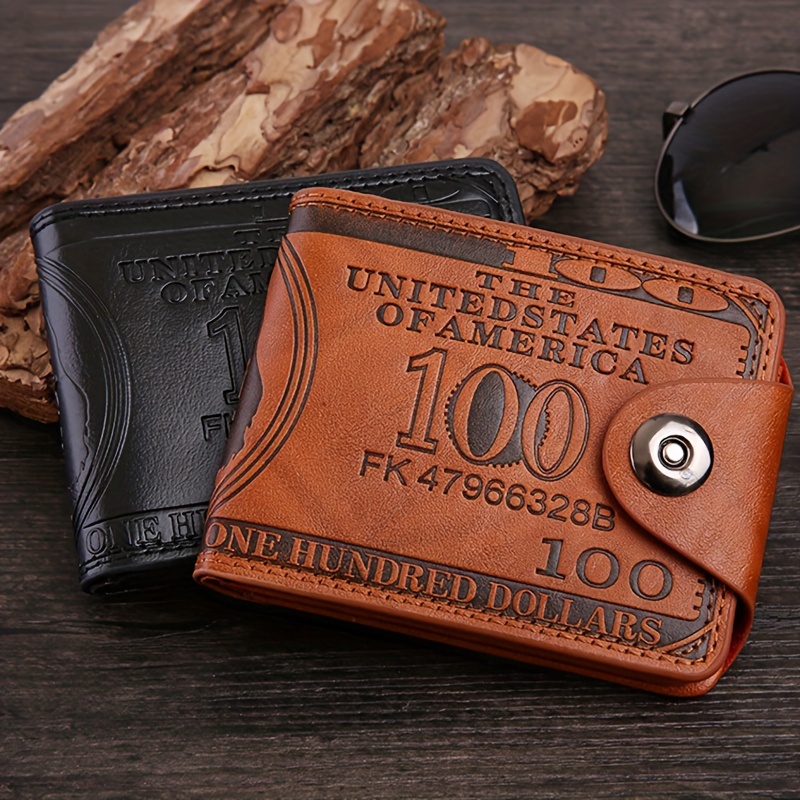 

1pc Men's Fashion Dollar Short Wallet, Pu Leather Wallet, Large Capacity Multi Card Slots Wallet