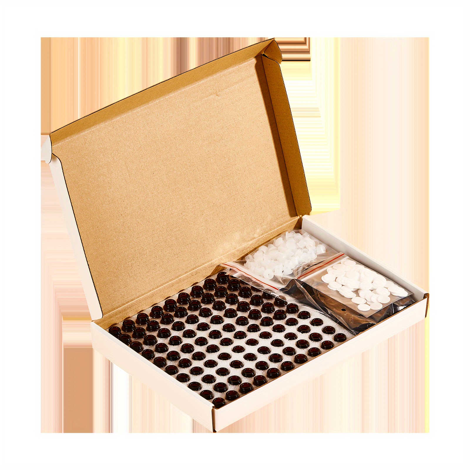 Image of 100 Pack Hcgotoplay Brown Oil Bottles With Brown Caps - 1ml, 2ml, 3ml, 5ml Small Vials For Essential Oils,, Diy Remedies - Containers For & ( Value)