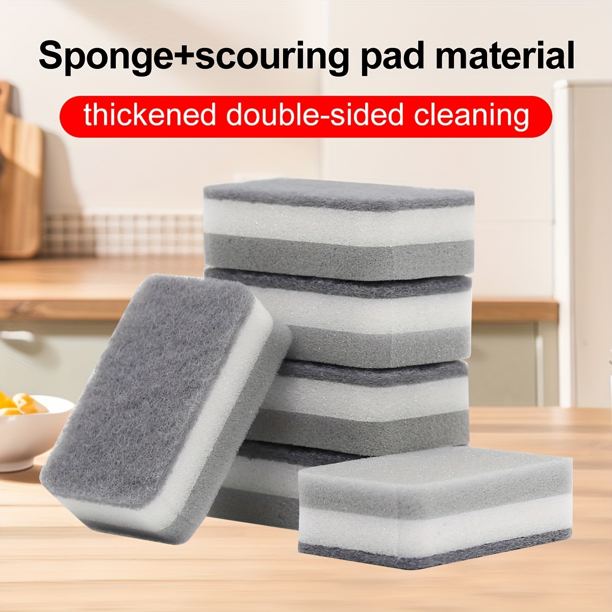 

6pcs Per 12 Pack, Cleaning Sponges, Double-sided Scouring Pads, Household Cleaning, Dishwashing Sponges, Sponges, -resistant Sponges, , Cleaning Supplies, Cleaning Tools, School Supplies