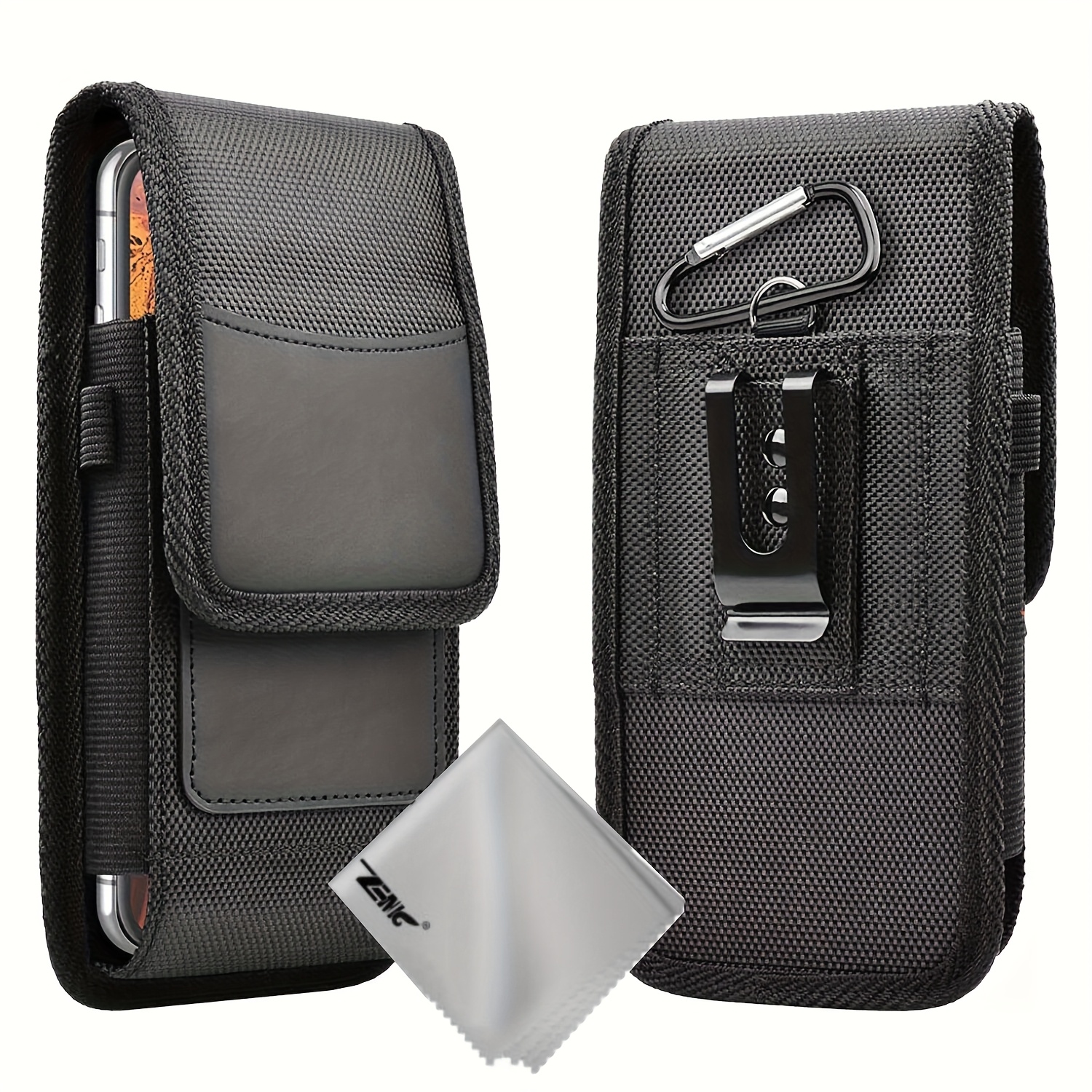 TEMU Phone Case: Universal Cell Phone Belt Clip Pouch Holster With Card Slot Case And Cloth For 5.5 - 6.9 Inch Cell Phones